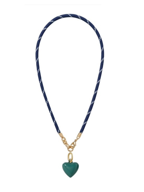 Roxanne Assoulin Jewelry - NWOT Roxanne Assoulin The Happy Cord
Charm Necklace Navy Cord Forest Heart